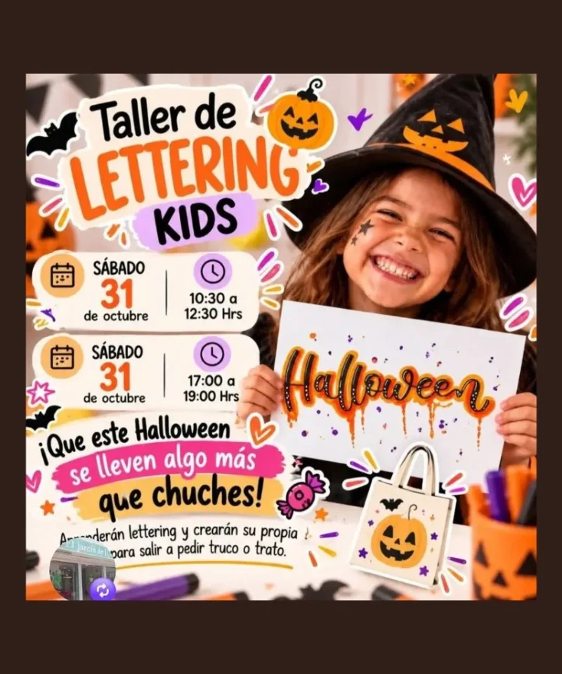 Taller de lettering de Halloween en Telde para niños