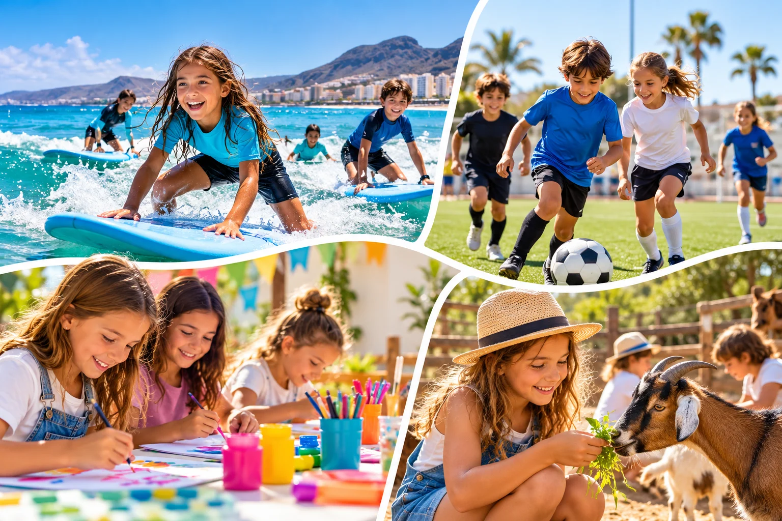 Niños disfrutando de diferentes campus de verano en Gran Canaria