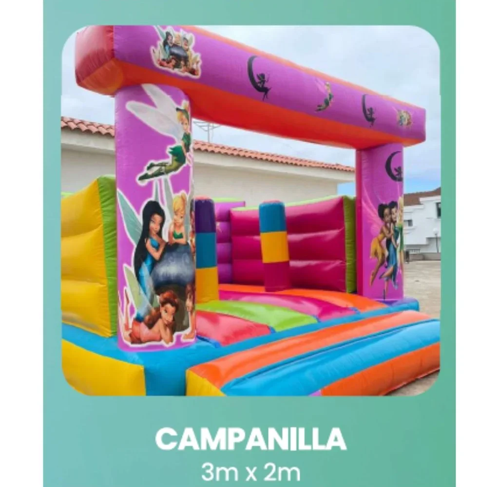 Castillo hinchable Campanilla de 3 × 2 metros para cumpleaños y fiestas infantiles en Gran Canaria