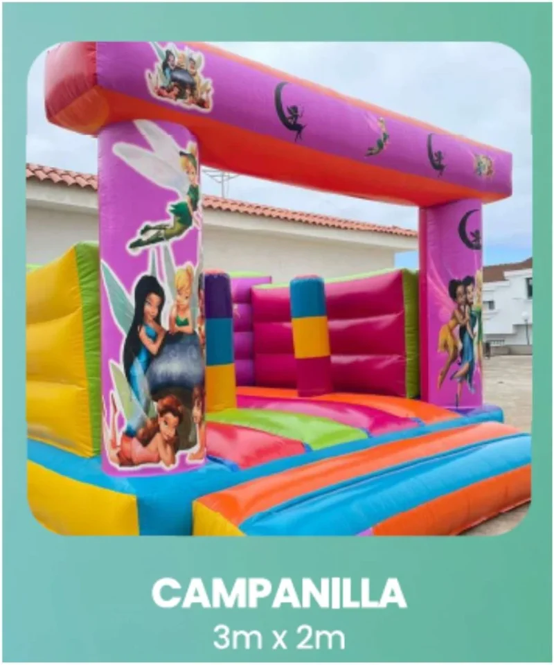 Castillo hinchable Campanilla de 3 × 2 metros para cumpleaños y fiestas infantiles en Gran Canaria